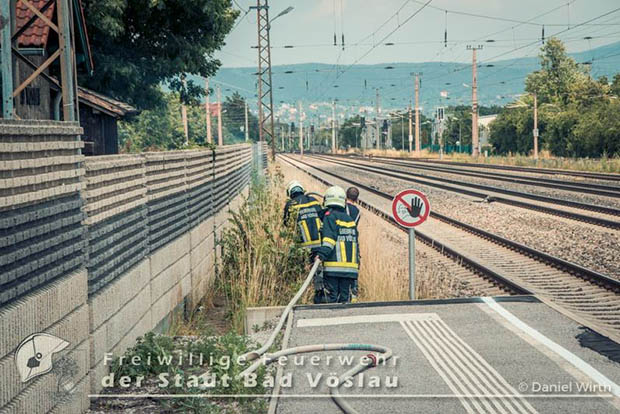 20160625 Flurbrnde auf der Sdbahnstrecke durch defekte Bremse eines Gterzuges  Foto:   Daniel Wirth