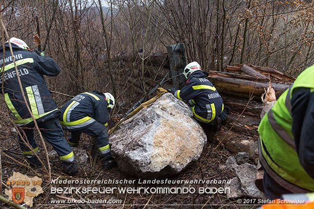 20170305 Feuerwehreinsatz nach Steinschlag im Helenental  Foto: © Stefan Schneider