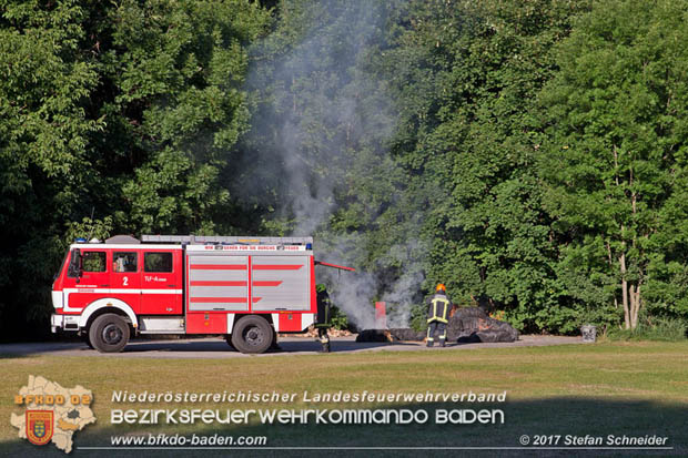20170619 Brand von Strohballen im Schlosspark Tribuswinkel  Foto: Stefan Schneider BFK Baden