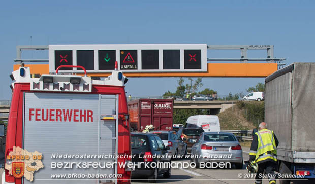 20170831 Pkw stürzt von Brücke auf die Autobahn A2 Höhe Knoten Guntramsdorf Foto: © Stefan Schneider BFK Baden 20170831 Pkw stürzt von Brücke auf die Autobahn A2 Höhe Knoten Guntramsdorf Foto: © Stefan Schneider BFK Baden