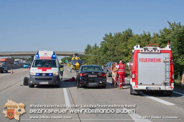 20170831 Pkw strzt von Brcke auf die Autobahn A2 Hhe Knoten Guntramsdorf  Foto:  Stefan Schneider BFK Baden