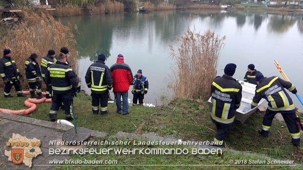 20181120 Kleiner Gewsserschaden auf Teich in der Eigenheimsiedlung Mllersdorf/Guntramsdorf  Foto:  Stefan Schneider BFK BADEN