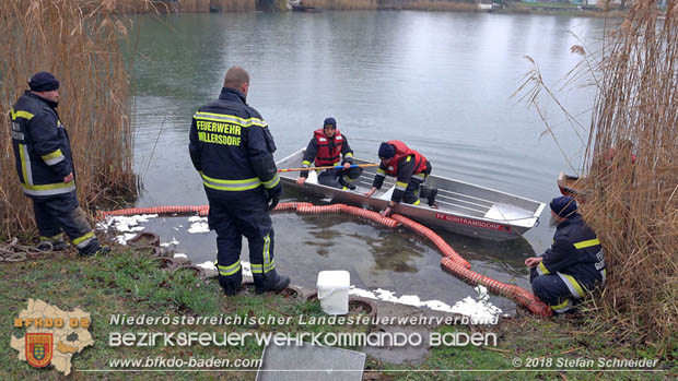 20181120 Kleiner Gewsserschaden auf Teich in der Eigenheimsiedlung Mllersdorf/Guntramsdorf  Foto:  Stefan Schneider BFK BADEN