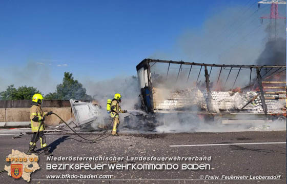 20190524 Schwerer LKW Unfall auf der A2 zwischen Wllersdorf u. Leobersdorf  Foto:   FF Leobersdorf