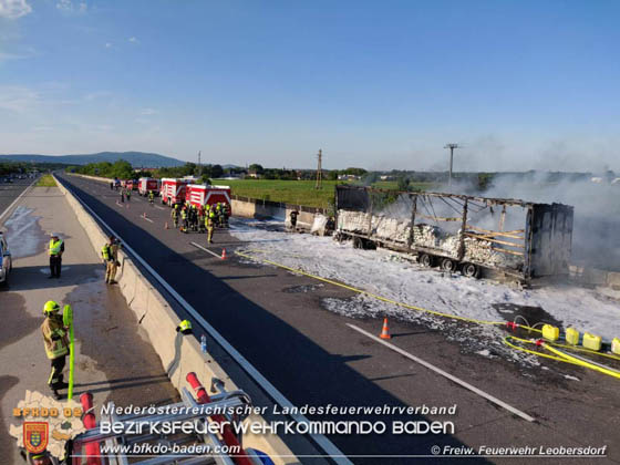 20190524 Schwerer LKW Unfall auf der A2 zwischen Wllersdorf u. Leobersdorf  Foto:   FF Leobersdorf