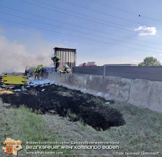 20190524 Schwerer LKW Unfall auf der A2 zwischen Wllersdorf u. Leobersdorf  Foto:   FF Leobersdorf