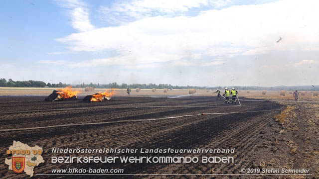 20190705 Abgeerntetes Feld sowie mehrere Rund-Stroballen bei Weigelsdorf abgebrannt  Foto:  Stefan Schneider BFK Baden