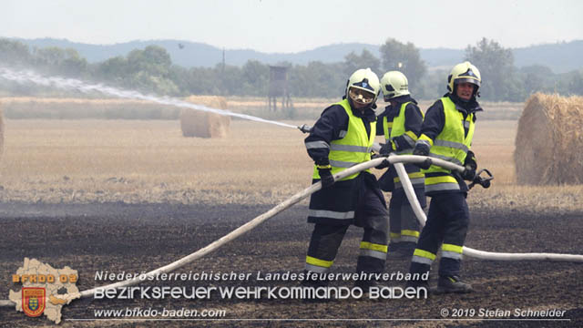 20190705 Abgeerntetes Feld sowie mehrere Rund-Stroballen bei Weigelsdorf abgebrannt  Foto:  Stefan Schneider BFK Baden