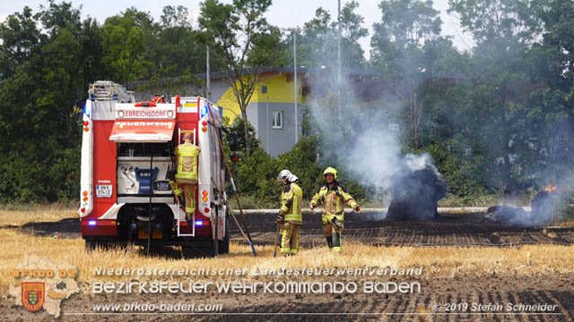 20190705 Abgeerntetes Feld sowie mehrere Rund-Stroballen bei Weigelsdorf abgebrannt  Foto:  Stefan Schneider BFK Baden