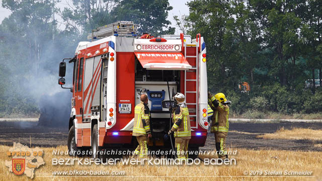 20190705 Abgeerntetes Feld sowie mehrere Rund-Stroballen bei Weigelsdorf abgebrannt  Foto:  Stefan Schneider BFK Baden