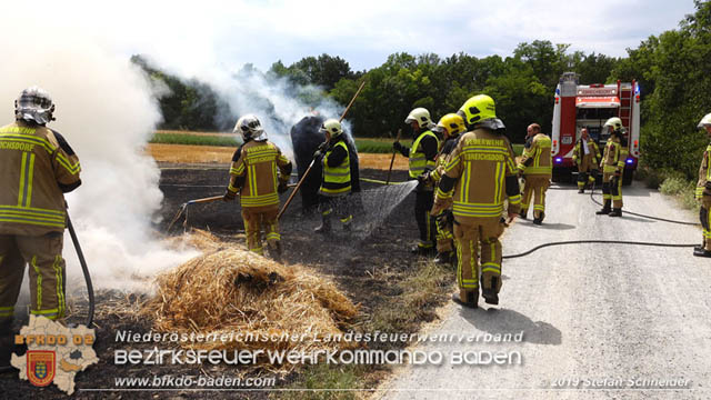 20190705 Abgeerntetes Feld sowie mehrere Rund-Stroballen bei Weigelsdorf abgebrannt  Foto:  Stefan Schneider BFK Baden