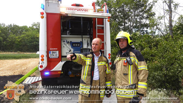 20190705 Abgeerntetes Feld sowie mehrere Rund-Stroballen bei Weigelsdorf abgebrannt  Foto:  Stefan Schneider BFK Baden