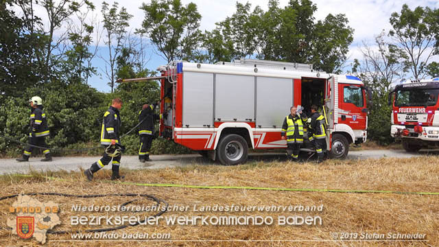 20190705 Abgeerntetes Feld sowie mehrere Rund-Stroballen bei Weigelsdorf abgebrannt  Foto:  Stefan Schneider BFK Baden