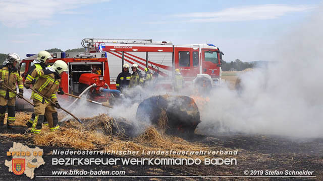 20190705 Abgeerntetes Feld sowie mehrere Rund-Stroballen bei Weigelsdorf abgebrannt  Foto:  Stefan Schneider BFK Baden