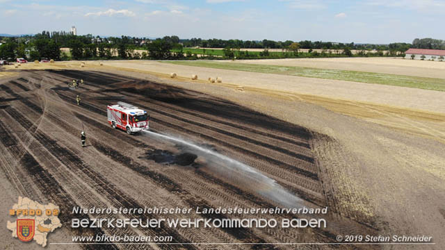 20190705 Abgeerntetes Feld sowie mehrere Rund-Stroballen bei Weigelsdorf abgebrannt  Foto:  Stefan Schneider BFK Baden