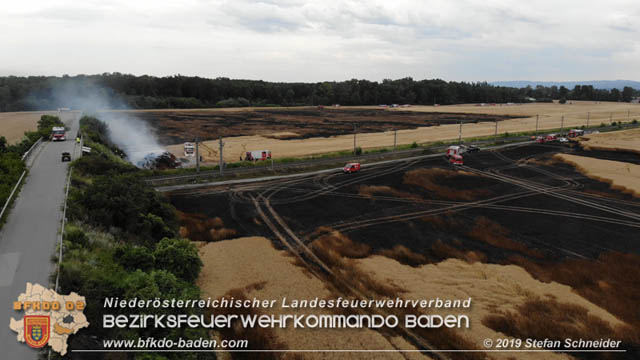 20190705 Feuerwehren aus dem Bezirk Baden untersttzen bei 35 Hektar Getreidefeld in Flammen  Foto:  Stefan Schneider BFK Baden