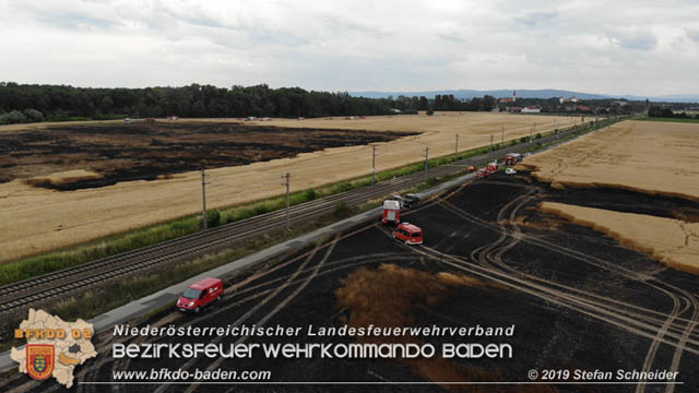 20190705 Feuerwehren aus dem Bezirk Baden unterstützen bei 35 Hektar Getreidefeld in Flammen Foto: © Stefan Schneider BFK Baden 20190705 Feuerwehren aus dem Bezirk Baden unterstützen bei 35 Hektar Getreidefeld in Flammen Foto: © Stefan Schneider BFK Baden
