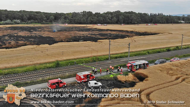 20190705 Feuerwehren aus dem Bezirk Baden unterstützen bei 35 Hektar Getreidefeld in Flammen Foto: © Stefan Schneider BFK Baden 20190705 Feuerwehren aus dem Bezirk Baden unterstützen bei 35 Hektar Getreidefeld in Flammen Foto: © Stefan Schneider BFK Baden