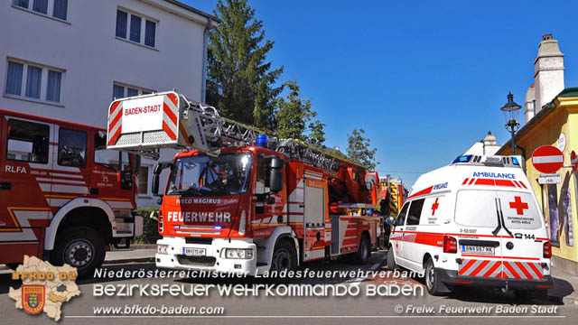 20190706 Kchenbrand in Badener Mehrparteien-Wohnhausanlage rasch gelscht  Foto:  Stefan Schneider FF Baden-Stadt