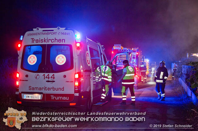 20190713 Brand in einem Traiskirchener Kleingartenhaus Foto: © Stefan Schneider BFK Baden 20190713 Brand in einem Traiskirchener Kleingartenhaus Foto: © Stefan Schneider BFK Baden