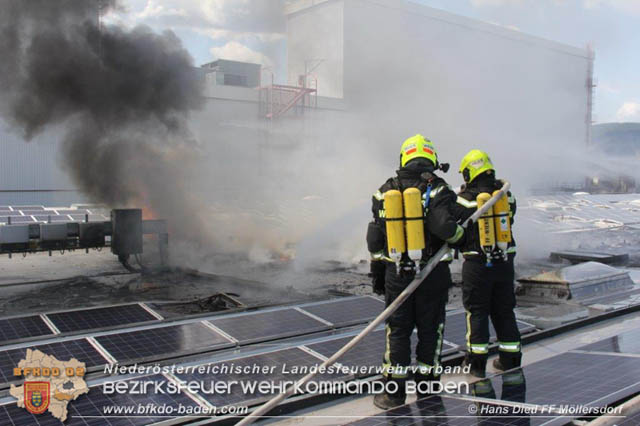 20190715 Brand mehrerer Photovoltaikpaneele am Dach einer Halle im Gewerbepark-Traiskirchen  Foto:  Hans Dietl FF Mllersdorf 