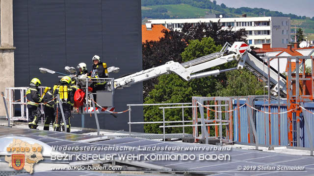 20190715 Brand mehrerer Photovoltaikpaneele am Dach einer Halle im Gewerbepark-Traiskirchen  Foto:  Stefan Schneider BFK Baden