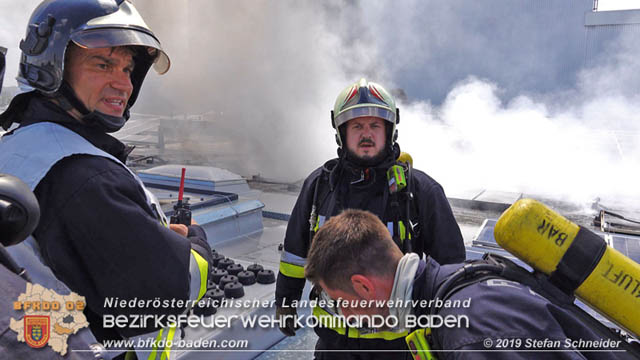 20190715 Brand mehrerer Photovoltaikpaneele am Dach einer Halle im Gewerbepark-Traiskirchen  Foto:  Stefan Schneider BFK Baden