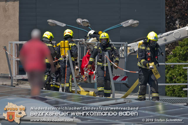 20190715 Brand mehrerer Photovoltaikpaneele am Dach einer Halle im Gewerbepark-Traiskirchen  Foto:  Stefan Schneider BFK Baden