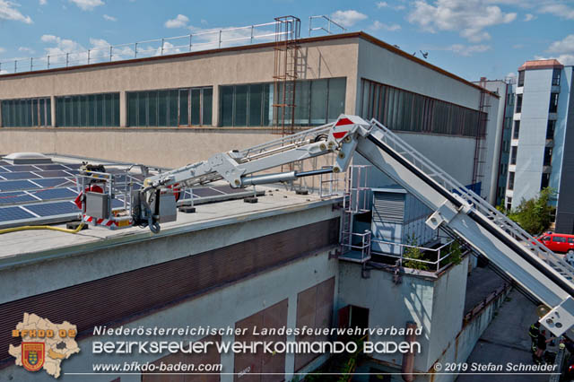 20190715 Brand mehrerer Photovoltaikpaneele am Dach einer Halle im Gewerbepark-Traiskirchen  Foto:  Stefan Schneider BFK Baden