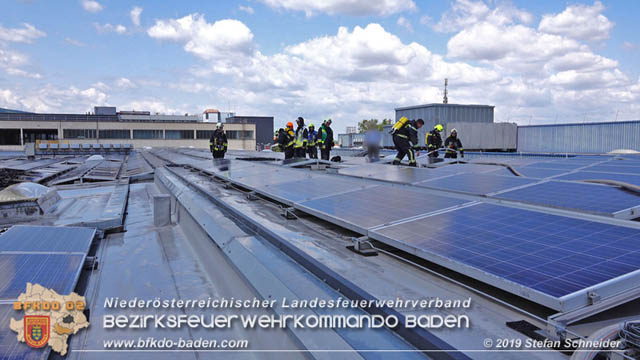 20190715 Brand mehrerer Photovoltaikpaneele am Dach einer Halle im Gewerbepark-Traiskirchen Foto: © Stefan Schneider BFK Baden 20190715 Brand mehrerer Photovoltaikpaneele am Dach einer Halle im Gewerbepark-Traiskirchen Foto: © Stefan Schneider BFK Baden
