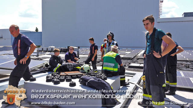 20190715 Brand mehrerer Photovoltaikpaneele am Dach einer Halle im Gewerbepark-Traiskirchen  Foto:  Stefan Schneider BFK Baden