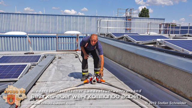 20190715 Brand mehrerer Photovoltaikpaneele am Dach einer Halle im Gewerbepark-Traiskirchen  Foto:  Stefan Schneider BFK Baden