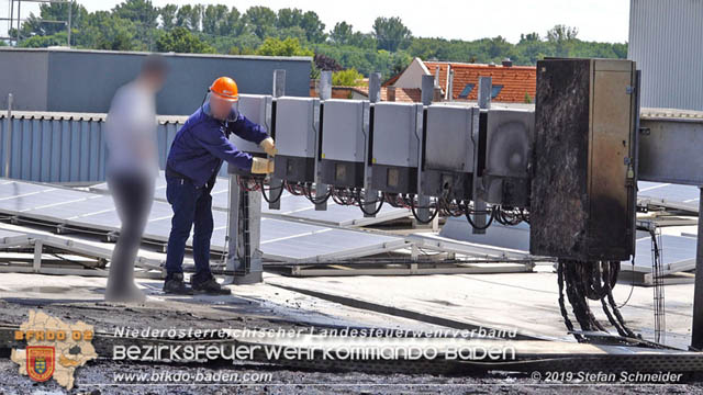 20190715 Brand mehrerer Photovoltaikpaneele am Dach einer Halle im Gewerbepark-Traiskirchen  Foto:  Stefan Schneider BFK Baden