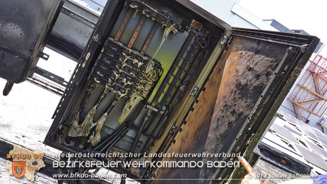 20190715 Brand mehrerer Photovoltaikpaneele am Dach einer Halle im Gewerbepark-Traiskirchen Foto: © Stefan Schneider BFK Baden 20190715 Brand mehrerer Photovoltaikpaneele am Dach einer Halle im Gewerbepark-Traiskirchen Foto: © Stefan Schneider BFK Baden