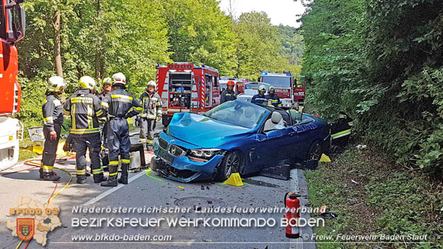 20190716 Verkehrsunfall auf der LB210 Helenental  Fotos: © Markus Hanel FF Baden-Stadt