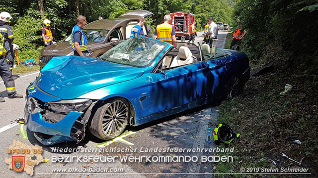 20190716 Verkehrsunfall auf der LB210 Helenental  Fotos: © Stefan Schneider FF Baden-Stadt