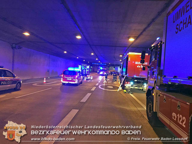 20190904 Deko Einsatz bei Gefahrgut Unfall im Tunnel S1 Vsendorf Bezirk Mdling Foto:  Freiwillige Feuerwehr Baden-Leesdorf