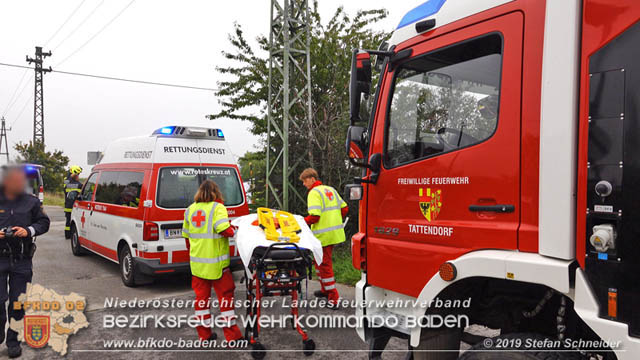 20191014 Pensionist mit Rad bei einem unbeschranktem Bahnbergang in Tattendorf von Zug erfasst und schwer verletzt  Foto:  Stefan Schneider