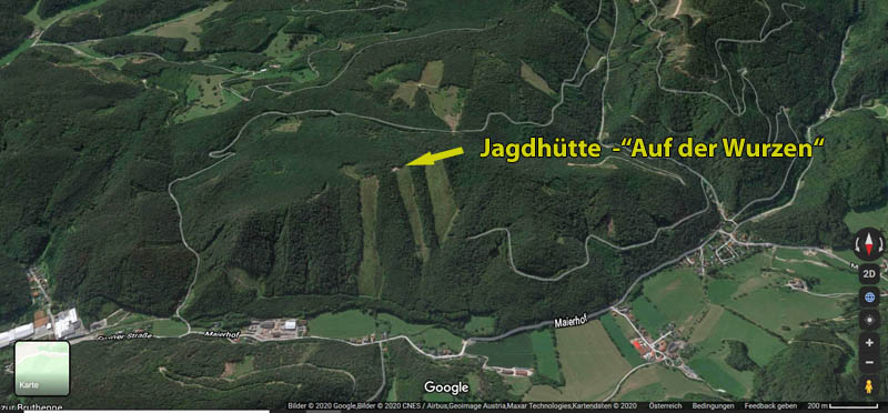 20200420 Brand einer Jagdhtte bei Furth a.d.Triesting   Grafik:  Google Maps u. Stefan Schneider BFK Baden