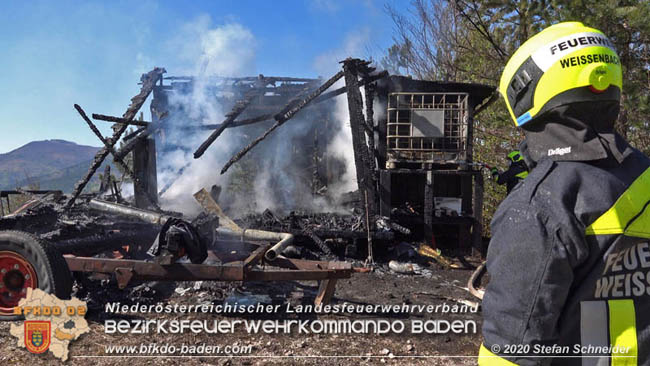 20200420 Brand einer Jagdhütte bei Furth a.d.Triesting Foto: © Stefan Schneider BFK Baden 20200420 Brand einer Jagdhütte bei Furth a.d.Triesting Foto: © Stefan Schneider BFK Baden