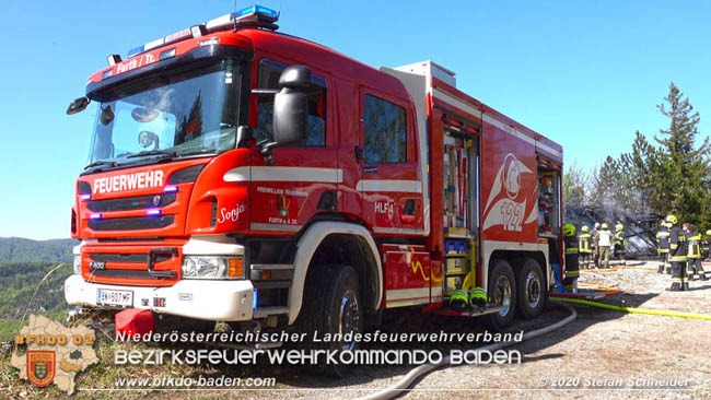 20200420 Brand einer Jagdhütte bei Furth a.d.Triesting Foto: © Stefan Schneider BFK Baden 20200420 Brand einer Jagdhütte bei Furth a.d.Triesting Foto: © Stefan Schneider BFK Baden