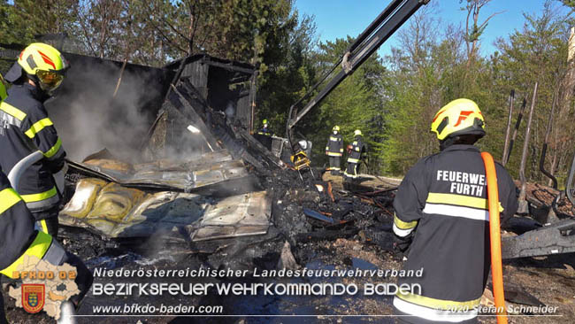 20200420 Brand einer Jagdhütte bei Furth a.d.Triesting Foto: © Stefan Schneider BFK Baden 20200420 Brand einer Jagdhütte bei Furth a.d.Triesting Foto: © Stefan Schneider BFK Baden