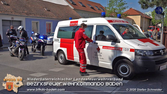 20200428 Verkehrsunfall in Baden Vöslauerstraße Foto: © Stefan Schneider BFK Baden 20200428 Verkehrsunfall in Baden Vöslauerstraße Foto: © Stefan Schneider BFK Baden