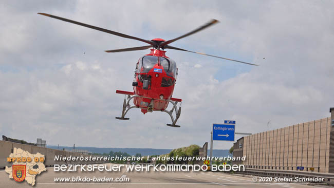 20200611 Verkehrsunfall mit 8 Verletzten auf der A2 bei Kottingbrunn RFB Sd   Foto:  Stefan Schneider BFK Baden