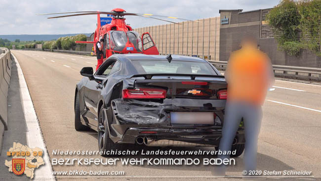 20200611 Verkehrsunfall mit 8 Verletzten auf der A2 bei Kottingbrunn RFB Süd Foto: © Stefan Schneider BFK Baden 20200611 Verkehrsunfall mit 8 Verletzten auf der A2 bei Kottingbrunn RFB Süd Foto: © Stefan Schneider BFK Baden
