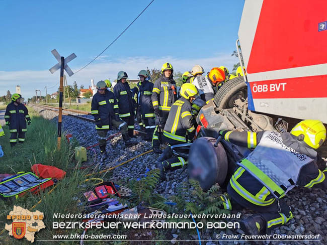 20200629 Pkw von Aspangbahn erfasst in Tattendorf   Foto:  FF Oberwaltersdorf