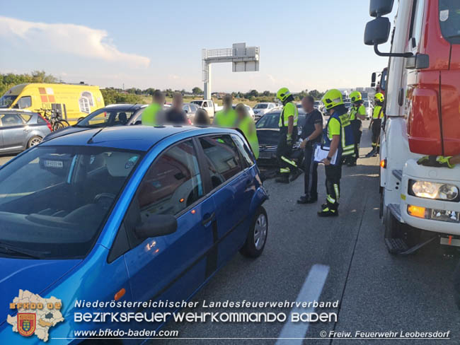 20200730 3 Verkehrsunfälle auf der A2 zwischen Leobersdorf und Baden  Fotos: © Freiwillige Feuerwehr Leobersdorf