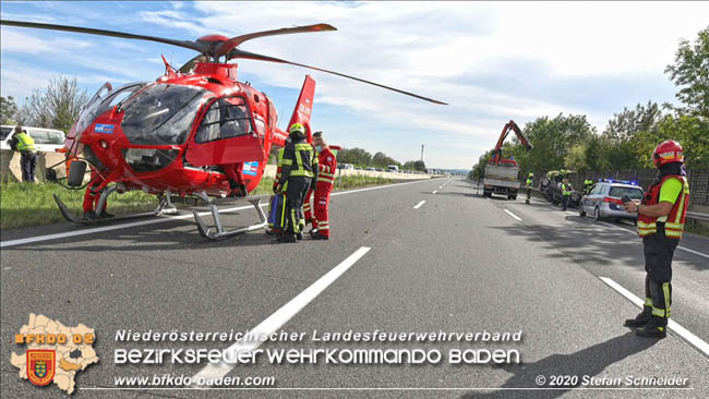 20201009 Schwerer Verkehrsunfall auf der A2 zwischen Leobersdorf und Wllersdorf  Foto:  Stefan Schneider BFK BADEN