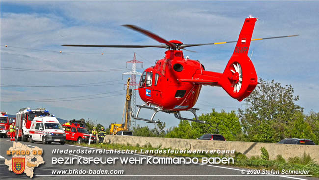 20201009 Schwerer Verkehrsunfall auf der A2 zwischen Leobersdorf und Wllersdorf  Foto:  Stefan Schneider BFK BADEN