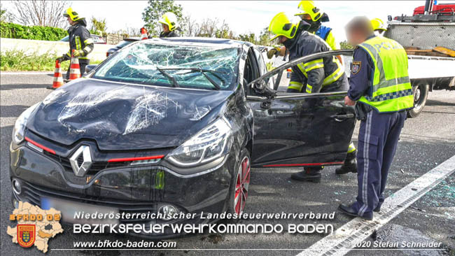 20201009 Schwerer Verkehrsunfall auf der A2 zwischen Leobersdorf und Wllersdorf  Foto:  Stefan Schneider BFK BADEN